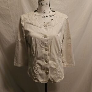 J. Jill Women's Blazer, Size 12, Beige,  Stretch, 5 button front closure